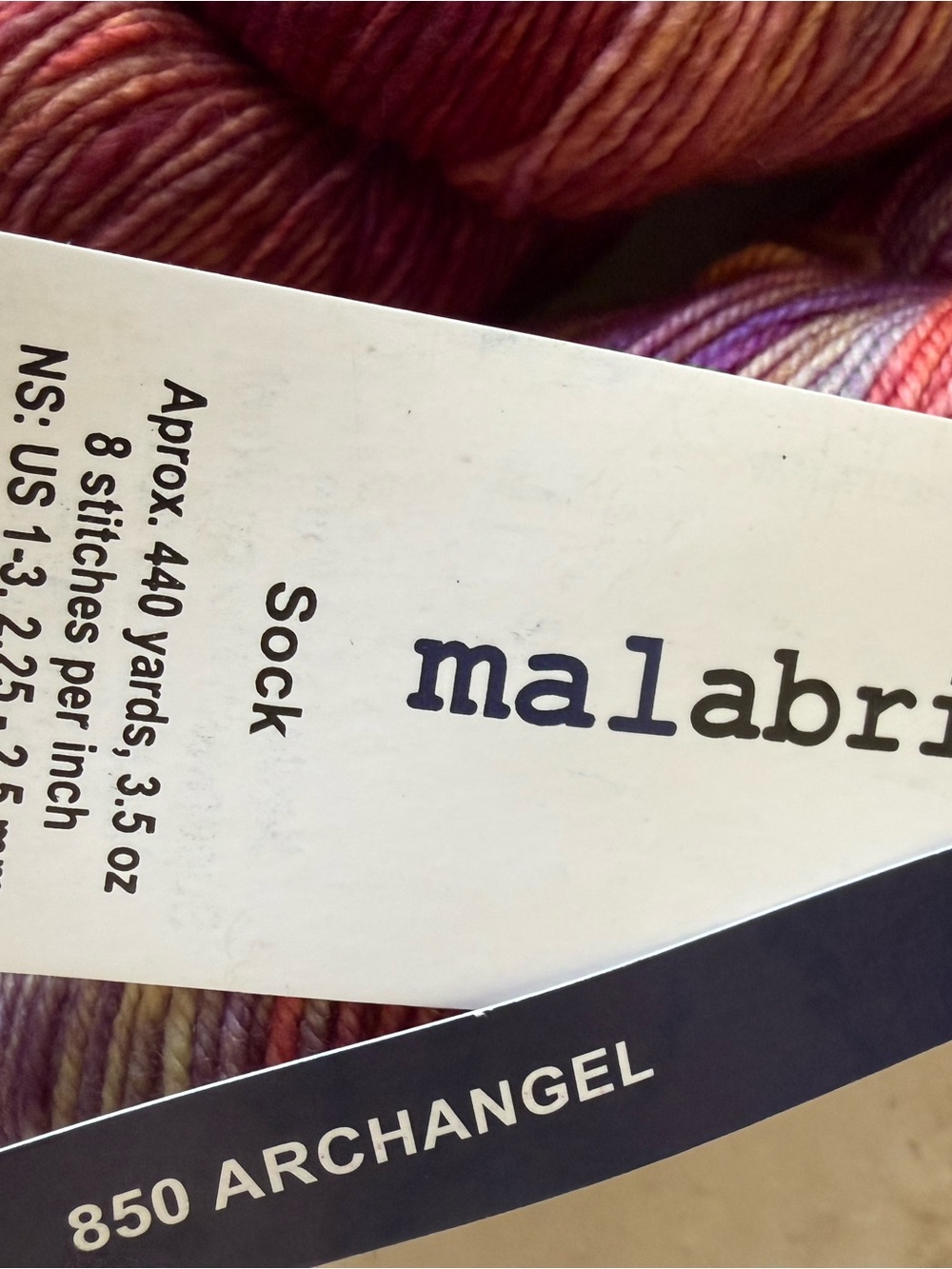 Malabrigo Hand-Dyed Yarn Skeins - Multicolor Plum & Coral 850 Archangel - Picture 2 of 4